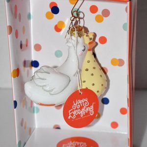 Happy Everything! by Laura Johnson Flying Stork Hand-Blown Glass Ornament Hand-b